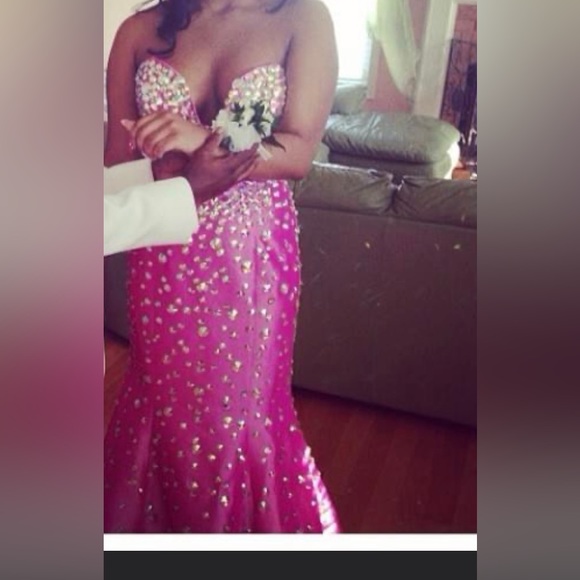 Jovani 944 Prom Dress Pageant Gala Mermaid Long Gown Fuchsia - Picture 4 of 7